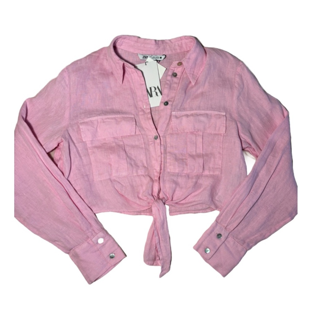 ZARA NWT PINK BUTTON UP SHIRT